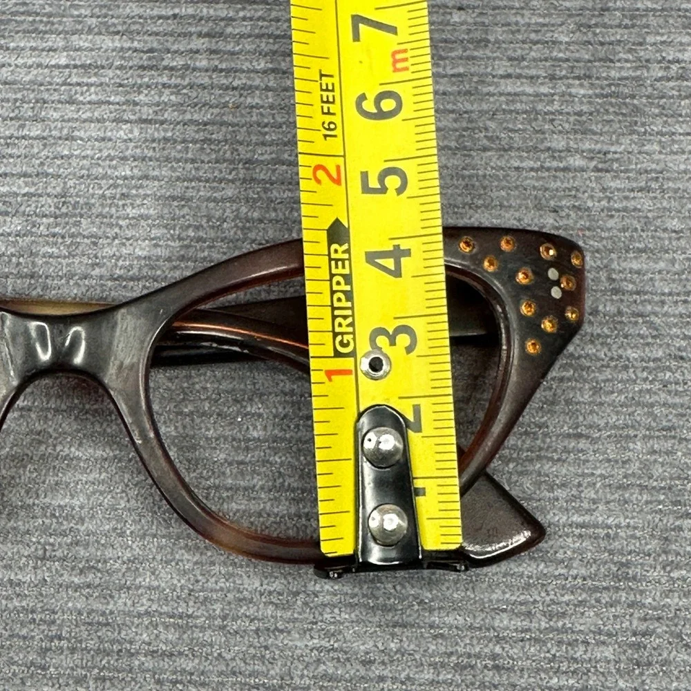 Vintage Cat Eye Y2K Eyeglasses Tortoiseshell Rhinestone Embellished Brown Frames